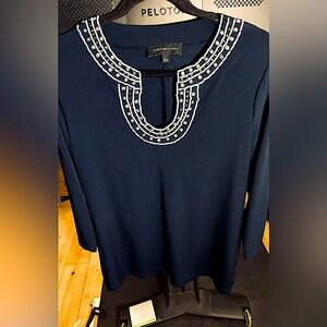 Jones New York Navy beaded top